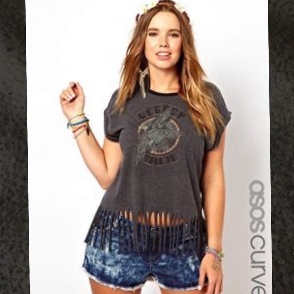 NWOT- ASOS CURVE Fringed T-Shirt - US 18